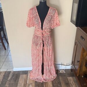Anthropologie Forever That Girl Floral Tie-Waist Maxi Dress size Small